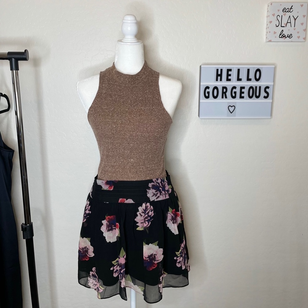 Brown turtle neck sleeveless top
